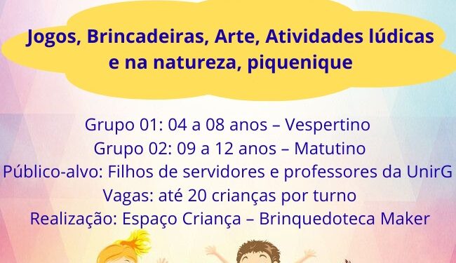 Abertas as inscrições para Colônia de Férias na UnirG
